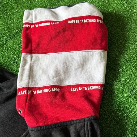 Aape by Bape Stripe and Stars Button Up Varsity Jacket Sweater Hoodie Size L - Picture 10 of 16